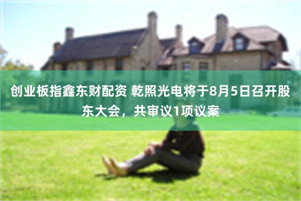 创业板指鑫东财配资 乾照光电将于8月5日召开股东大会，共审议1项议案