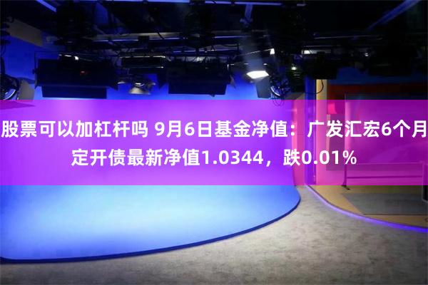 股票可以加杠杆吗 9月6日基金净值：广发汇宏6个月定开债最新净值1.0344，跌0.01%