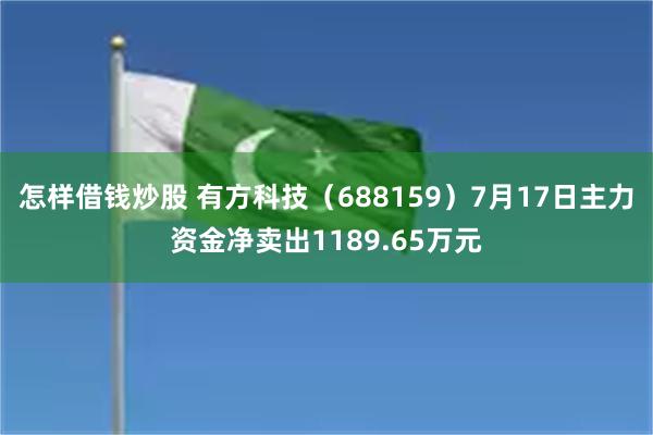 怎样借钱炒股 有方科技（688159）7月17日主力资金净卖出1189.65万元