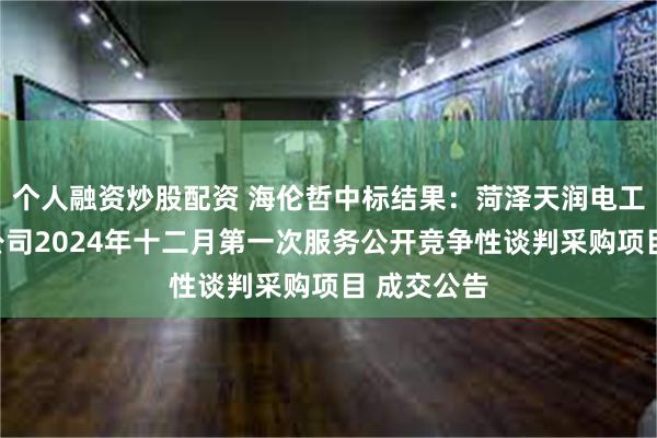 个人融资炒股配资 海伦哲中标结果：菏泽天润电工电气有限公司2024年十二月第一次服务公开竞争性谈判采购项目 成交公告